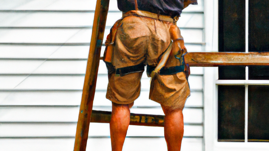 Man climbing ladder on Corolla, North Carolina home to replace roof